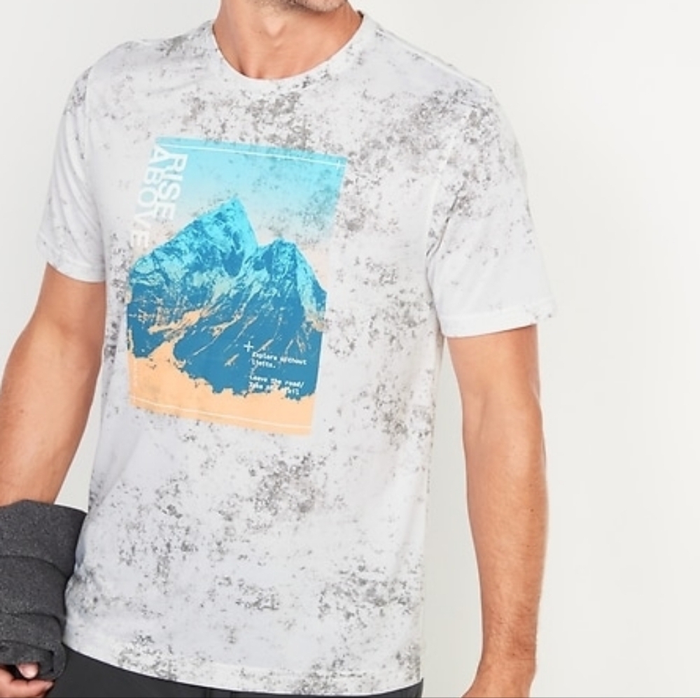 Old Navy Active Graphic Novelty Short Sleeve T-shirt Crewneck Rise Above L Grey